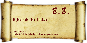 Bjelek Britta névjegykártya